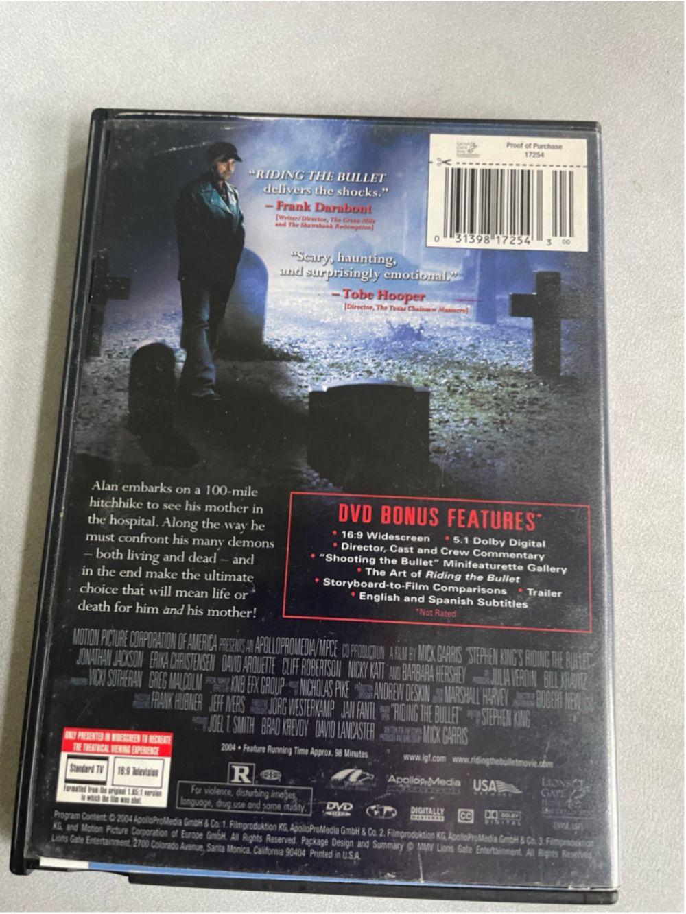 Stephen King's Riding The Bullet DVD Horror Movie Black Blue - Picture 2 of 3